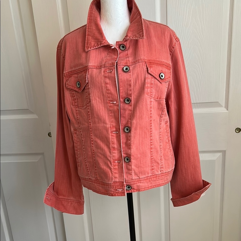Merona Coral Jean Jacket Cropped Denim Style
